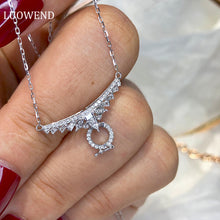 Load image into Gallery viewer, LUOWEND 18K White Gold Real Natural Diamond Pendant Necklace for Women
