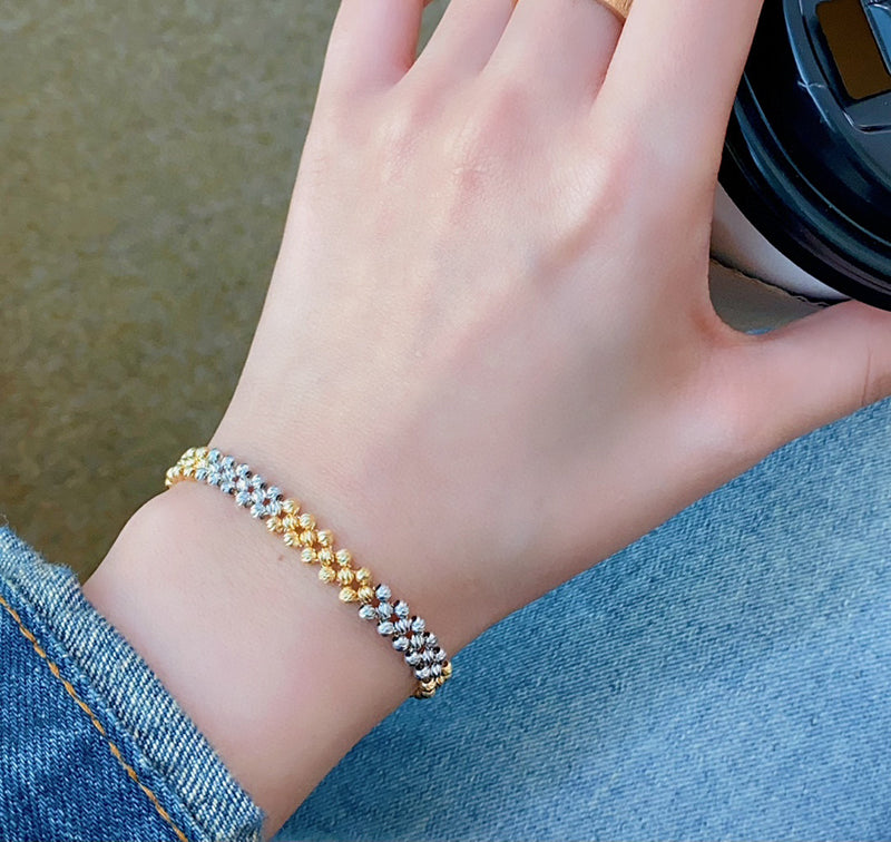 LUOWEND 18K White+Yellow Gold Braceket for Women