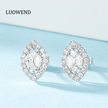 Load image into Gallery viewer, LUOWEND 18K White Gold Real Natural Diamond Stud Earrings for Women
