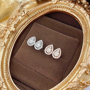 LUOWEND 18K White or Rose Gold Real Natural Diamond Stud Earrings for Women