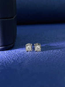 LUOWEND 18K White Gold Real Natural Diamond Stud Earrings for Women