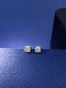 LUOWEND 18K White Gold Real Natural Diamond Stud Earrings for Women