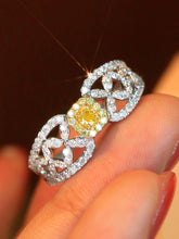 Load image into Gallery viewer, LUOWEND 18K White Gold Real Natural Yellow Diamond Ring for Women
