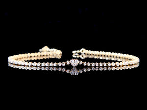 LUOWEND 18K White or Yellow Gold Real Natural Diamond Bracelet for Women