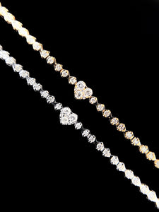 LUOWEND 18K White or Yellow Gold Real Natural Diamond Bracelet for Women