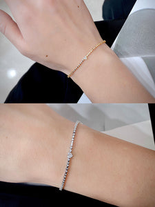 LUOWEND 18K White or Yellow Gold Real Natural Diamond Bracelet for Women