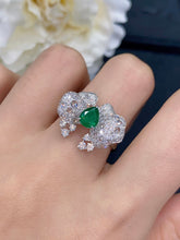 Load image into Gallery viewer, LUOWEND 18K White Gold Real Natural Emerald Gemstone Ring for Women
