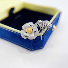 Load image into Gallery viewer, LUOWEND 18K White Gold Real Natural Yellow Diamond Stud Earrings for Women
