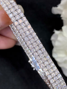 LUOWEND 18K White Gold Real Natural Diamond Bracelet for Women