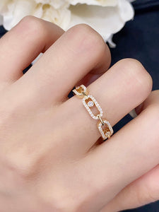 LUOWEND 18K Yellow or Rose Gold Real Natural Diamond Ring for Women
