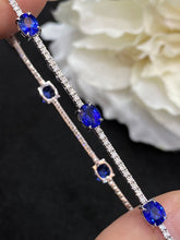 Load image into Gallery viewer, LUOWEND 18K White Gold Real Natural Sapphire Gemstone Bracelet for Women
