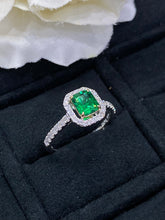 Load image into Gallery viewer, LUOWEND 18K White and Yellow Gold Real Natural Emerald Gemstone Ring for Women
