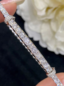 LUOWEND 18K White or Rose Gold Real Natural Diamond Bracelet for Women