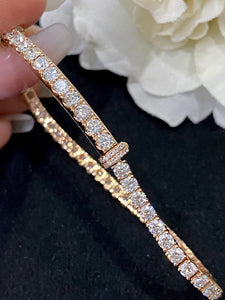 LUOWEND 18K White or Rose Gold Real Natural Diamond Bracelet for Women