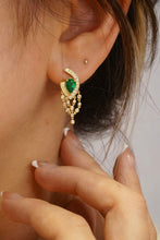 Load image into Gallery viewer, LUOWEND 18K Yellow Gold Real Natural Emerald and Diamond Gemstone Earrings for Women
