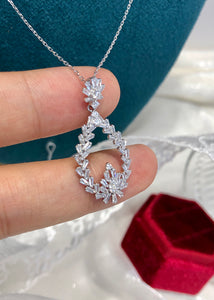 LUOWEND 18K White Gold Real Natural Diamond Pendant Necklace for Women