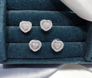 LUOWEND 18K White Gold Real Natural Diamond Stud Earrings for Women