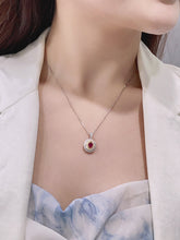 Load image into Gallery viewer, LUOWEND 18K White and Yellow Gold Real Natural Ruby Gemstone Necklace for Women
