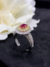 Load image into Gallery viewer, LUOWEND 18K White and Yellow Gold Real Natural Ruby Gemstone Ring for Women
