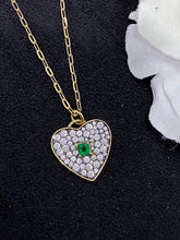 Load image into Gallery viewer, LUOWEND 18K Yellow Gold Real Natural Emerald Gemstone Necklace for Women
