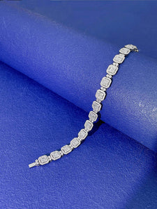 LUOWEND 18K White Gold Real Natural Diamond Bracelet for Women