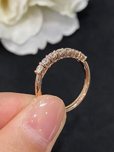 LUOWEND 18K Rose Gold Real Natural Diamond Ring for Women