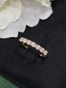 LUOWEND 18K Rose Gold Real Natural Diamond Ring for Women