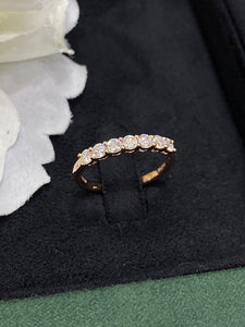 LUOWEND 18K Rose Gold Real Natural Diamond Ring for Women