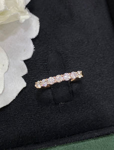 LUOWEND 18K Rose Gold Real Natural Diamond Ring for Women