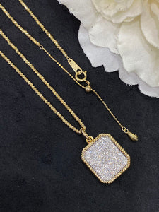 LUOWEND 18K White and Yellow Gold Real Natural Diamond Pendant Necklace for Women