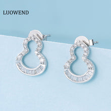 Load image into Gallery viewer, LUOWEND 18K White or Rose Gold Real Natural Diamond Stud Earrings for Women
