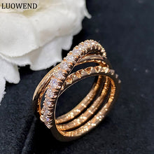 Load image into Gallery viewer, LUOWEND 18K Rose Gold Real Natural Diamond Ring for Women
