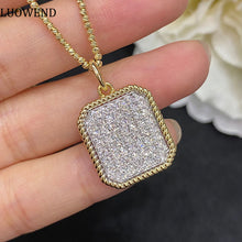 Load image into Gallery viewer, LUOWEND 18K White and Yellow Gold Real Natural Diamond Pendant Necklace for Women
