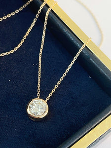 LUOWEND 18K Yellow Gold Natural Diamond Necklace for Women