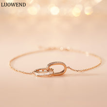 Load image into Gallery viewer, LUOWEND 18K White or Rose Gold Real Natural Diamond Bracelet for Women
