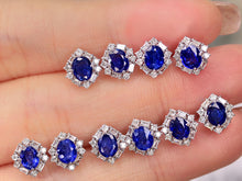 Load image into Gallery viewer, LUOWEND 18K White Gold Real Natural Sapphire and Diamond Gemstone Earrings for Women
