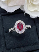 Load image into Gallery viewer, LUOWEND 18K White Gold Real Natural Ruby Gemstone Ring for Women
