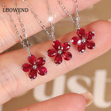 Load image into Gallery viewer, LUOWEND 18K White Gold Real Natural Ruby Gemstone Necklace for Women
