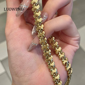 LUOWEND 18K Yellow Gold Necklace for Women