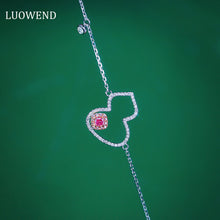 Load image into Gallery viewer, LUOWEND 18K White Gold Real Natural Pink Diamond Bracelet for Women
