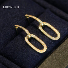 Load image into Gallery viewer, LUOWEND 18K White or Yellow Gold Natural Diamond Earrings for Women
