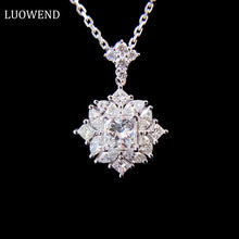 Load image into Gallery viewer, LUOWEND 18K White Gold Real Natural Diamond Pendant Necklace for Women
