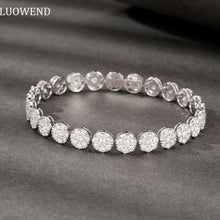 Load image into Gallery viewer, LUOWEND 18K White Gold Real Natural Diamond Bracelet for Women
