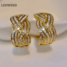 Load image into Gallery viewer, LUOWEND 18K Gold Real Natural Diamond Hoop Earrings for Women

