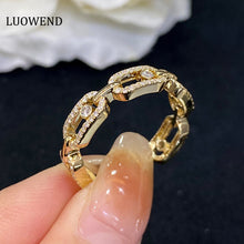 Load image into Gallery viewer, LUOWEND 18K Yellow or Rose Gold Real Natural Diamond Ring for Women
