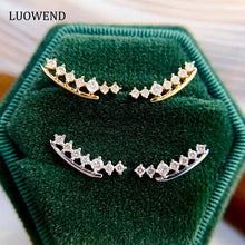 Load image into Gallery viewer, LUOWEND 18K White or Yellow Gold Real Natural Diamond Stud Earrings for Women
