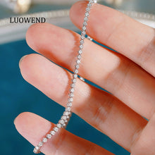 Load image into Gallery viewer, LUOWEND 18K White Gold Natural Diamond Bracelet for Women
