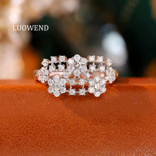 Load image into Gallery viewer, LUOWEND 18K White Gold Natural Diamond Ring for Women
