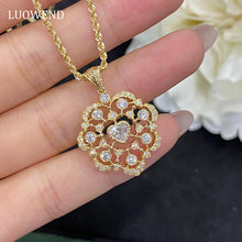 Load image into Gallery viewer, LUOWEND 18K White or Yellow Gold Real Natural Diamond Pendant Necklace for Women
