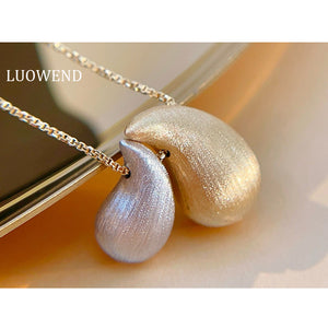 LUOWEND 18K White+Yellow Gold Necklace for Women